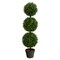Nearly Natural 3' Boxwood Triple Ball Artificial Topiary Tree with Black Planter